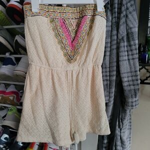 Bohemian Lace Romper with Embroidered Detail